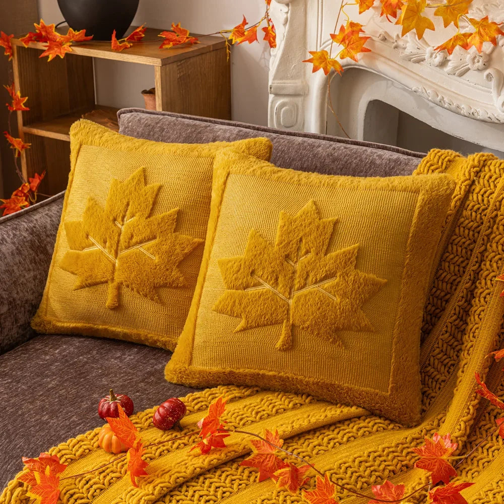Halloween Pillow Covers Fall Pumpkin Throw Pillows Soft Plush Faux Fur Decorative Cushion Covers for Couch Sofa Bed Porch 45x45