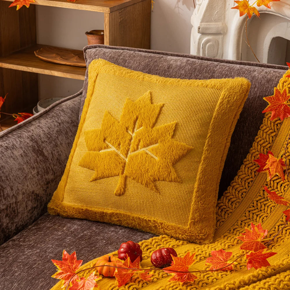 Halloween Pillow Covers Fall Pumpkin Throw Pillows Soft Plush Faux Fur Decorative Cushion Covers for Couch Sofa Bed Porch 45x45