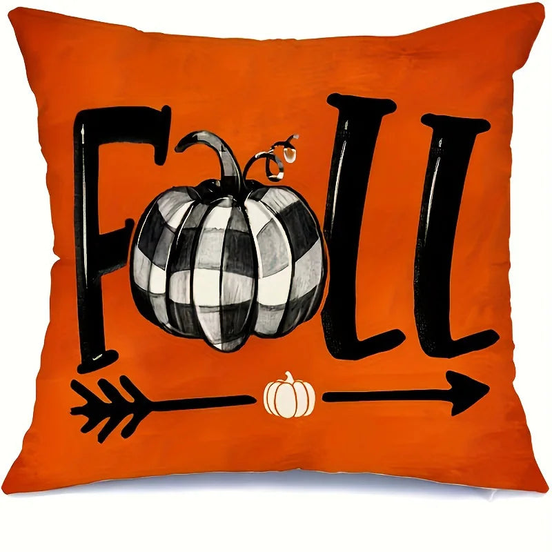 Home Decor Thankful Blessed Gnome & Fall Pumpkins Pillow Pattern Cushion Cover Suitable For Sofa Bedroom Car Pillow Cover