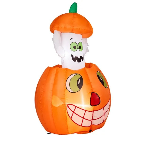 2.8 FT Halloween Inflatables Animated Pumpkin Ghost, Outdoor Decorations Blow Up Yard Decor With Built-in LEDs For Lawn Decor