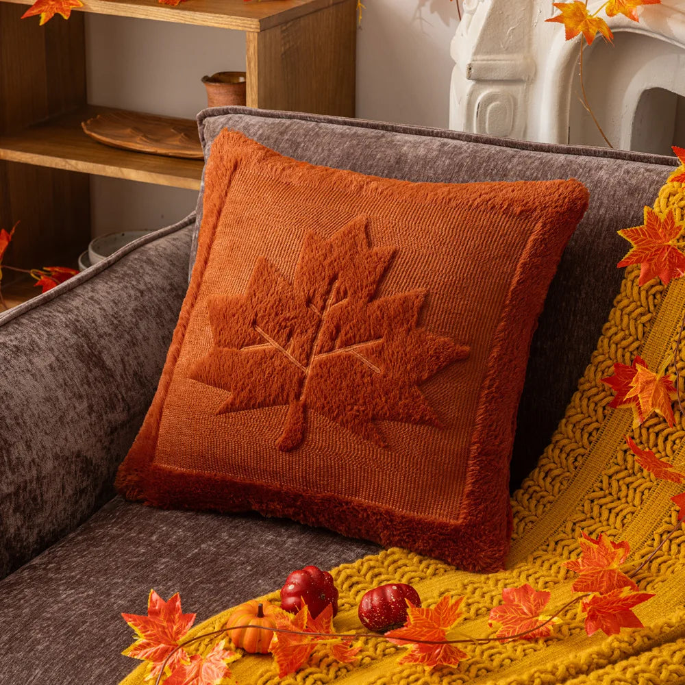 Halloween Pillow Covers Fall Pumpkin Throw Pillows Soft Plush Faux Fur Decorative Cushion Covers for Couch Sofa Bed Porch 45x45