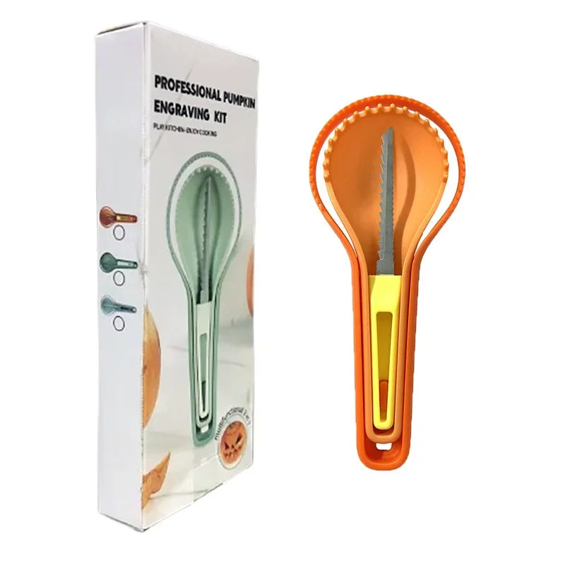3-in-1 Melon Separator Pumpkin Carver Water Fruit Extractor Flesh Carving Tool Fruit Heart Scooper Halloween Props