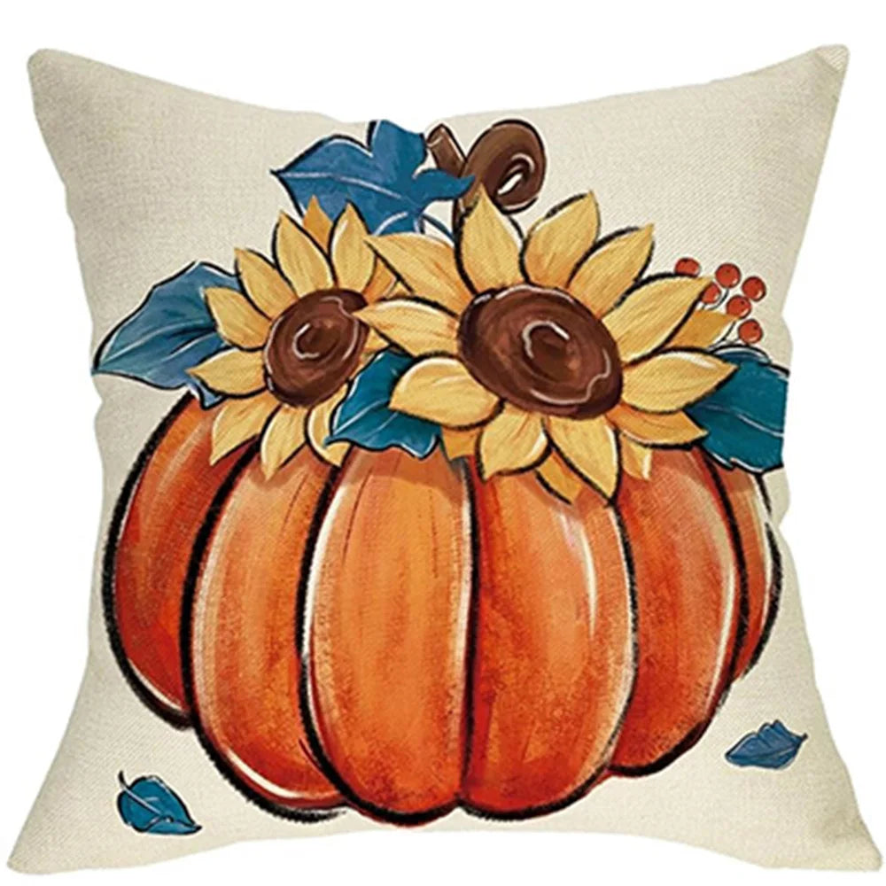 Hello Autumn & Fall Harvest Pumpkin Leaf Printed Cushion Covers Sofa cushion cover, home room decoration