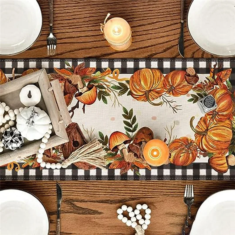 A23I-Fall Thanksgiving Tablecloth Table Runner Table Decoration Party Autumn Harvest Style High Guality Easy To Use