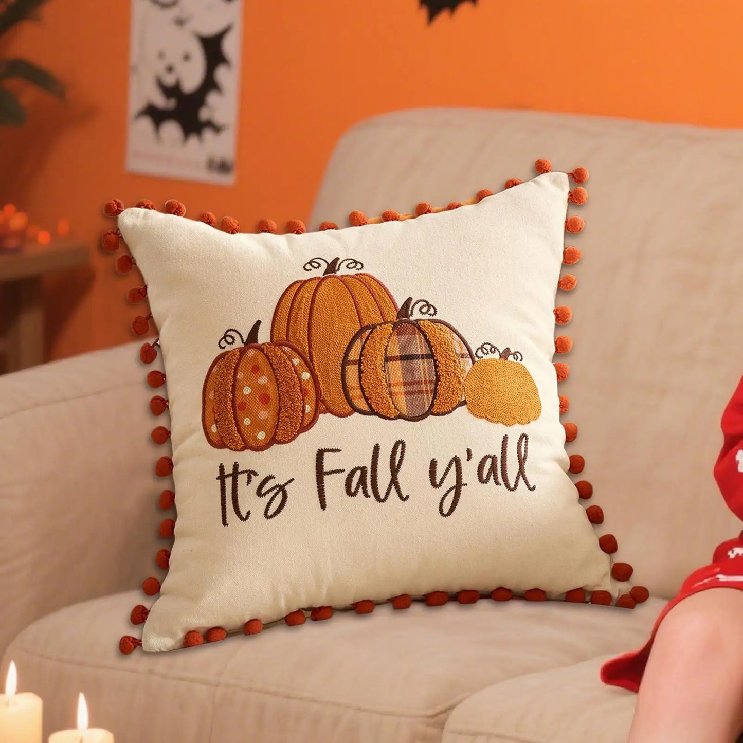 Autumn Pillow Covers Thanksgiving Fall Decor Pumpkin Throw Pillows Covers 18x18 Inch Cushion Pillowcase For Bedroom Halloween