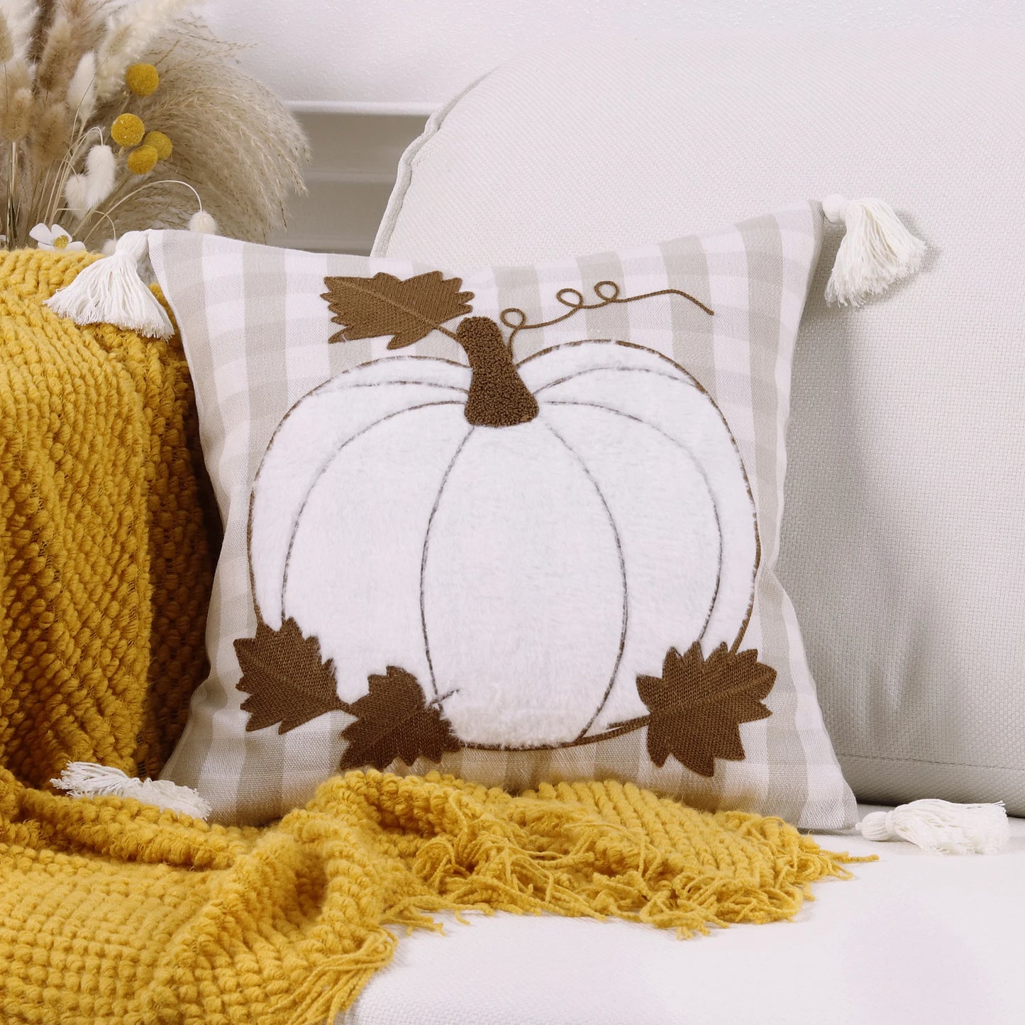 1pc Fall Pillow Cover 18 x 18 Inch Pumpkin Throw Pillow Covers Square Linen Pillowcase Halloween Decor Pillow Covers Seasonal Au