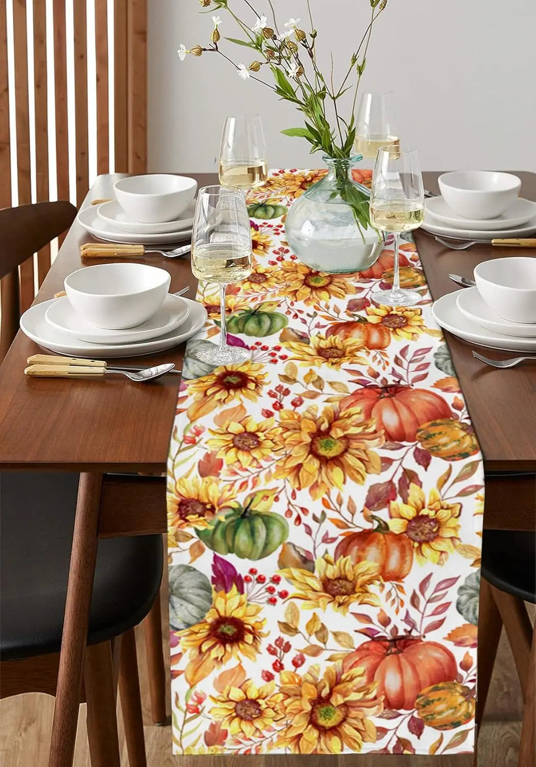 Fall Harvest Pumpkin Maple Leaves Table Runner Dresser Scarves Table Decor Farmhouse Kitchen Dining Table Runner Party Decor