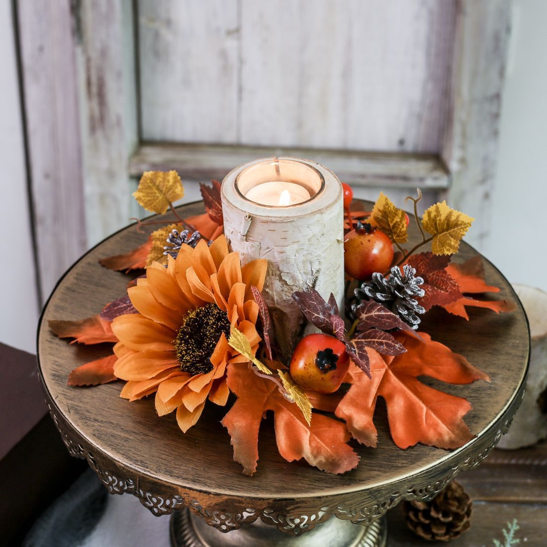 Harvest Festival Halloween Table Flower Candlestick Flower Pumpkin Sunflower