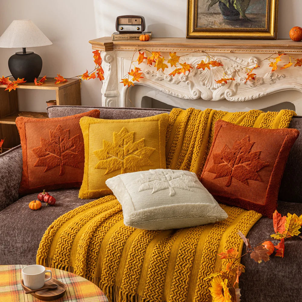 Halloween Pillow Covers Fall Pumpkin Throw Pillows Soft Plush Faux Fur Decorative Cushion Covers for Couch Sofa Bed Porch 45x45