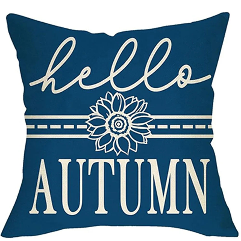 Hello Autumn & Fall Harvest Pumpkin Leaf Printed Cushion Covers Sofa cushion cover, home room decoration