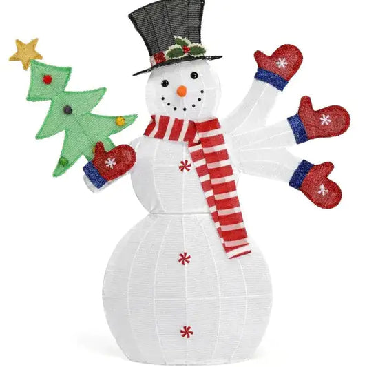 Lighted Snowman Christmas Yard Decorations, Pre-lit 2D Lighted Holiday Displays
