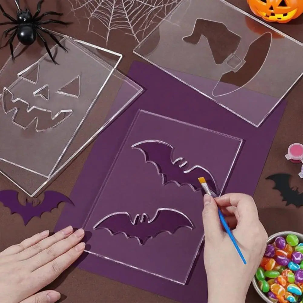 Halloween Stencil Set Halloween Pumpkin Face Stencils for Diy Crafts Wood Art Decor Reusable Acrylic for Carving for Woodworking