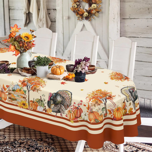 Yighty Oval Thanksgiving Tablecloth 60x84In