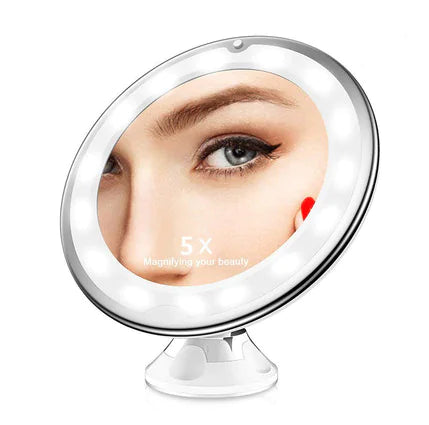 360-Degree Rotating LED Makeup Mirror with Suction Cup