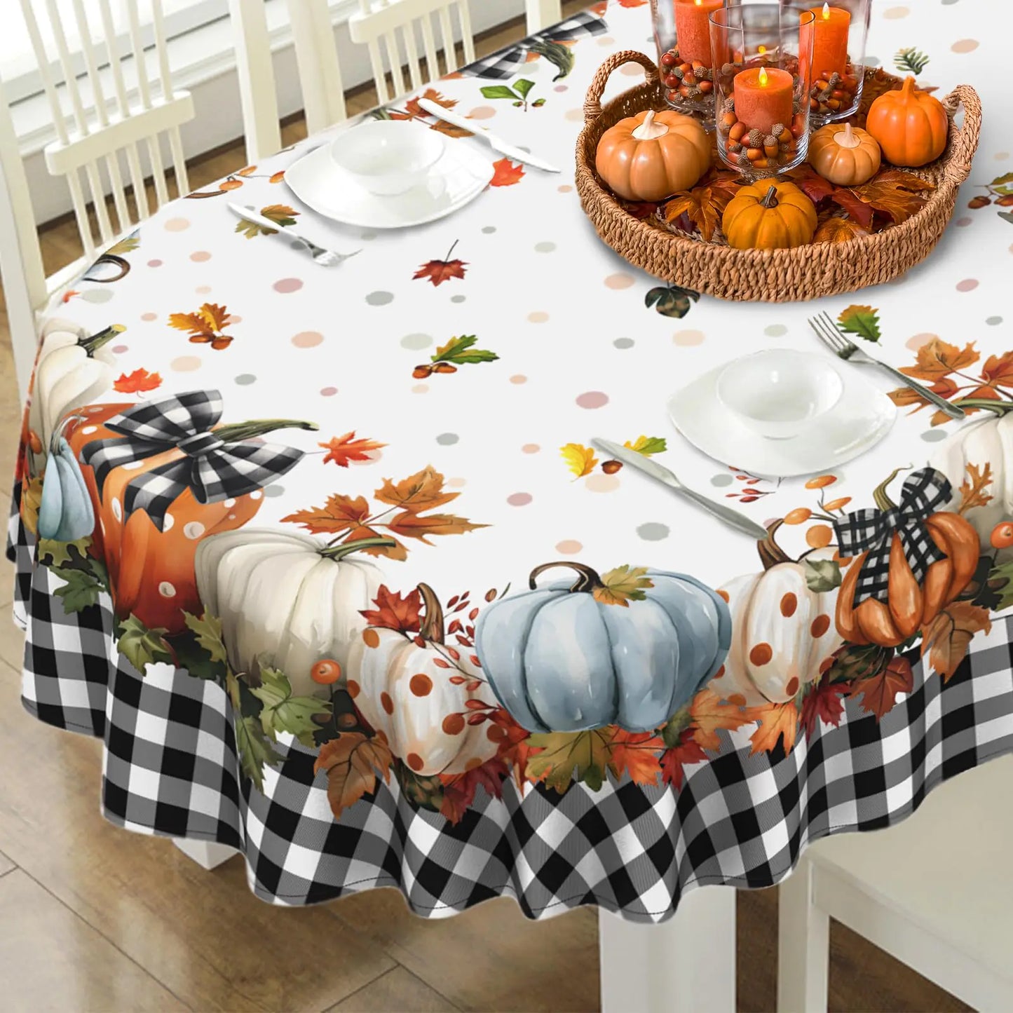 bnhjsdw Thanksgiving Autumn Buffalo Plaid Table Cloth 54"x72"