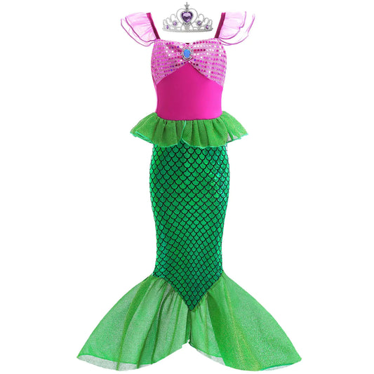 Danvren Toddler Mermaid Dress Halloween Costumes with Crown